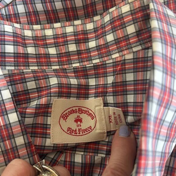 Brooks Brothers Red Fleece Red White Checked Long Sleeve Dress Shirt Mens XXL - Picture 6 of 8